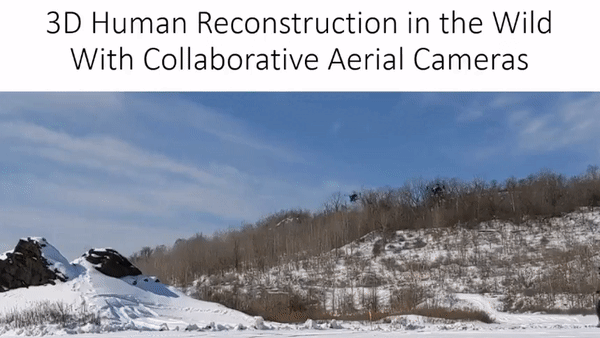 3D Human Reconstruction with Collaborative Aerial Cameras